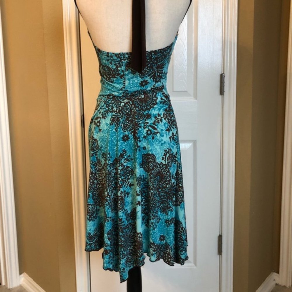 Turquoise and brown halter dress 🧿 - Picture 2 of 6